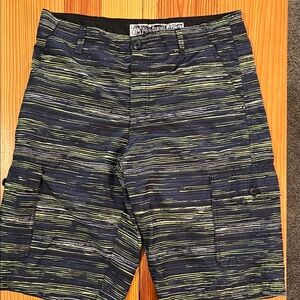 Ocean Current Navy & Lime Striped Hybrid Shorts